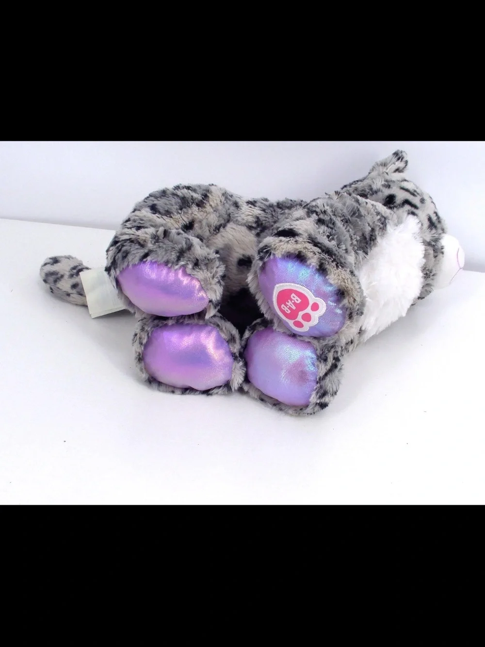 Build A Bear Snow Leopard Teal Eyes Purple Sparkle Iridescent Plush Stuffed Rare
